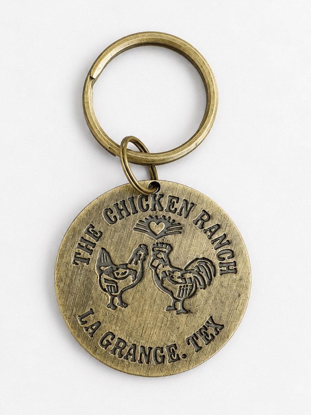 NEW Cat House Brass Keychain The Chicken Ranch La Grange Texas